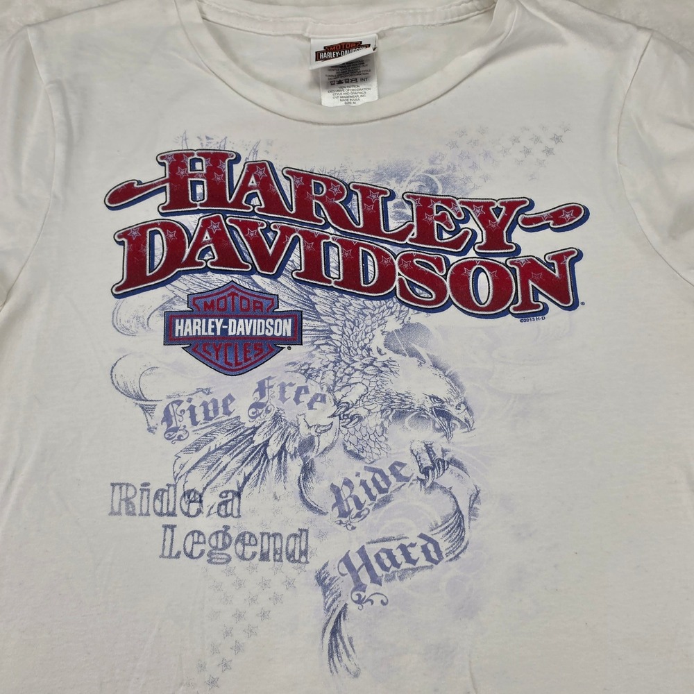Harley Davidson Firenze Italy Graphic Tee Womens Medium White Excellent Eagle